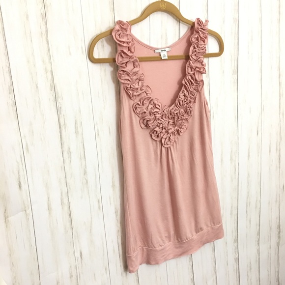 Papaya Sleeveless Peach Top w/ Ruffled V-neck Med - Picture 4 of 7